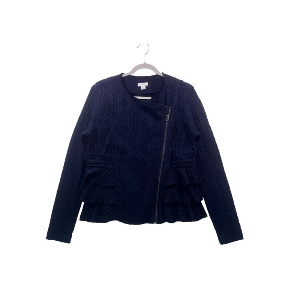 Sundance Navy Textured Ruffle Jacket – Size M – Excellent Condition - Picture 15 of 16